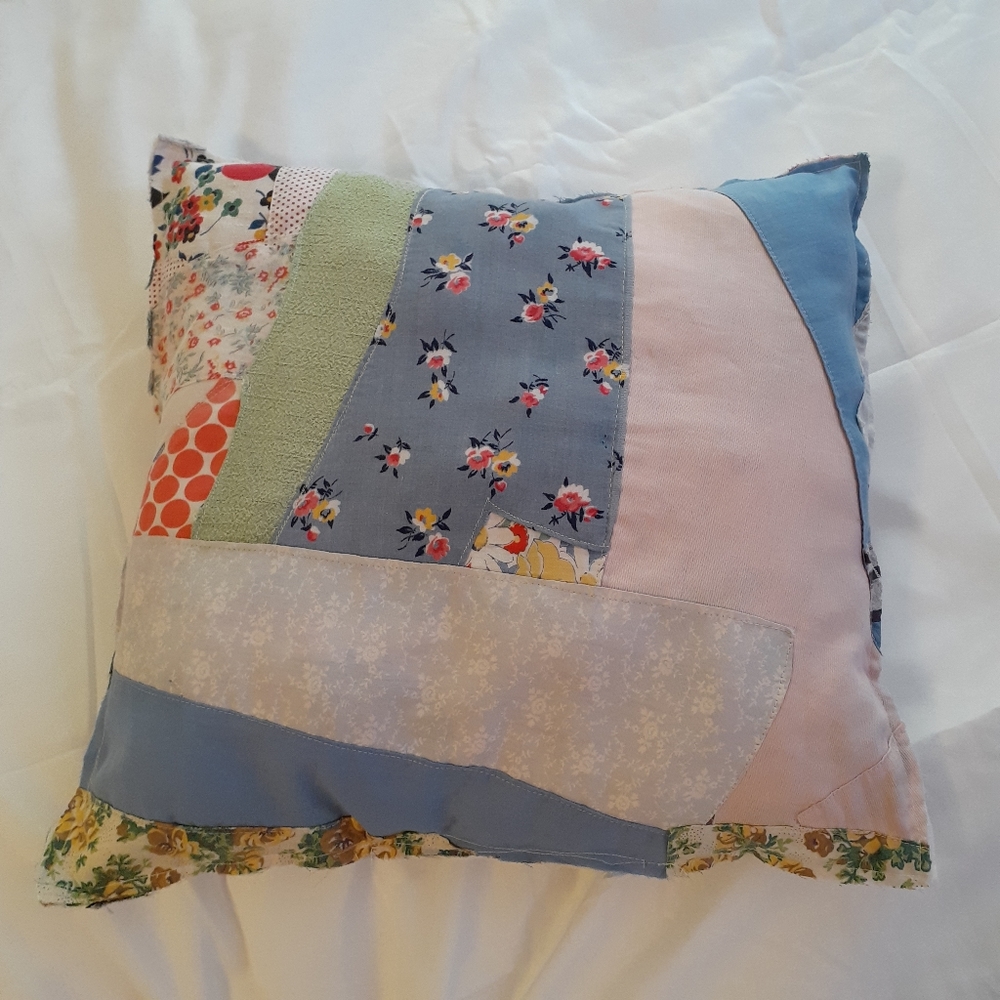 Quilted Pillow Made from Vintage Crazy Quilt